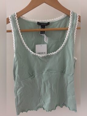 F21 Seafoam green bow tank